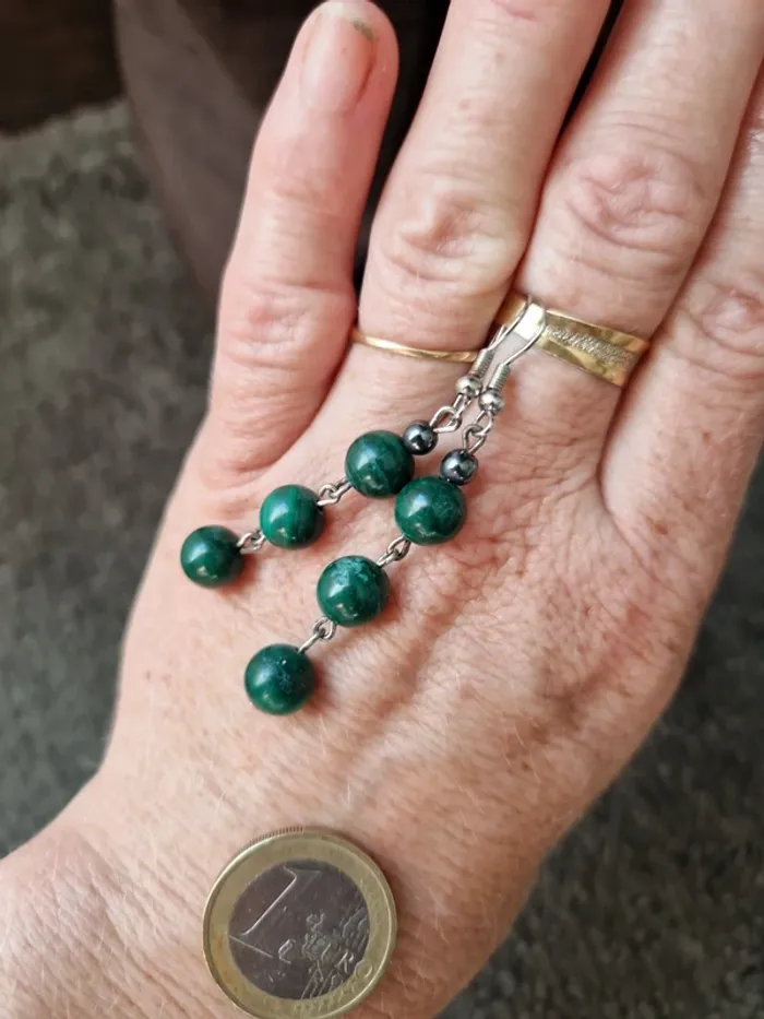 Boucles d'oreilles malachite - photo numéro 2