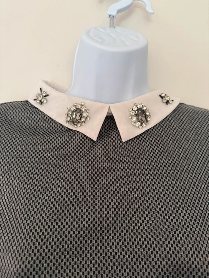 Haut gris et blanc avec perles Pimkie - photo numéro 2