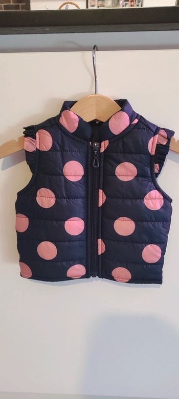 Veste imperméable sans manches bleu à pois rose 3 mois