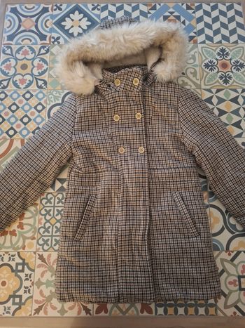 Manteau  fille en rembourge imprimé pied-de-poule