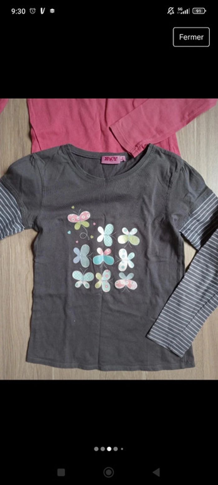 Lot de 3 t-shirts t-shirt violet-gris NKY t-shirt rose Okaïdi t-shirt vert tape à l'oeil 10 ans - photo numéro 3