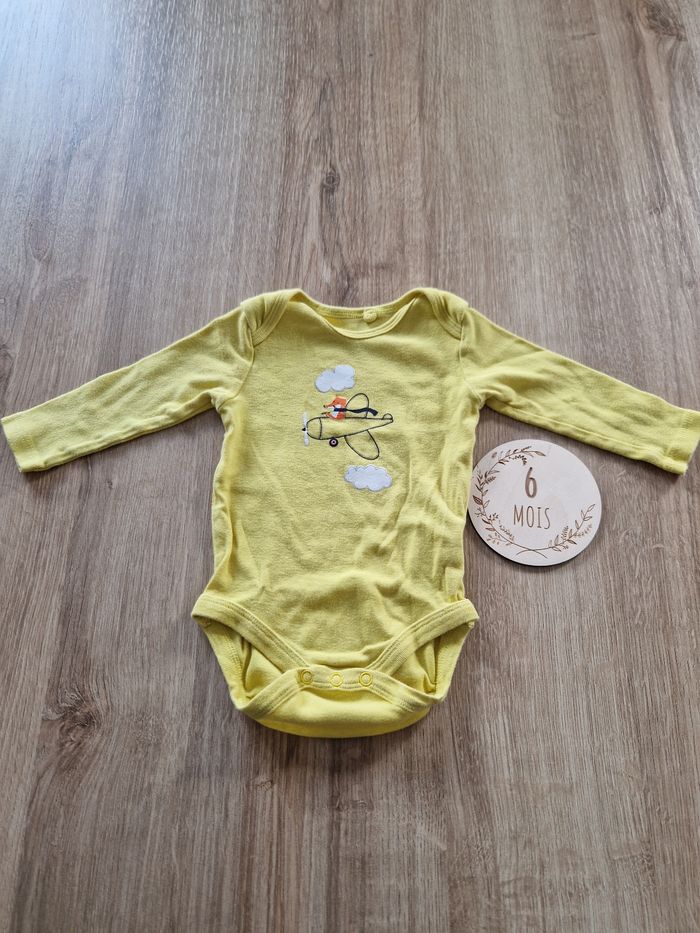 ​Body Manches Longues Jaune Avion 2-6 mois (62/68cm) - Lupilu