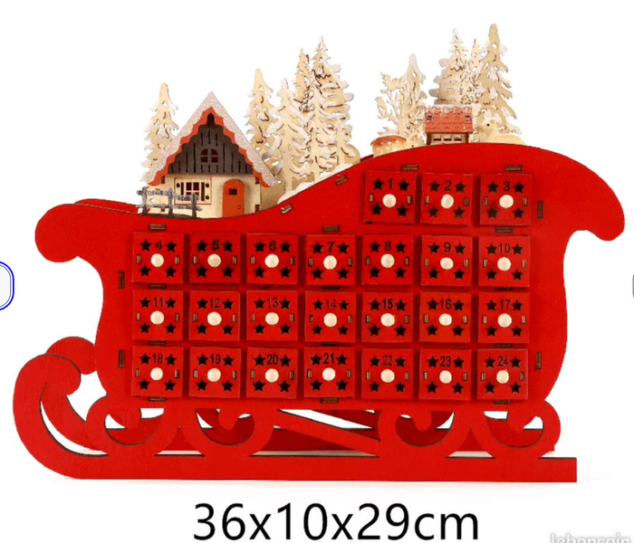 Noël Calendrier de l'avent en bois avec LED et 24 tiroirs NEUF 100% - photo numéro 8
