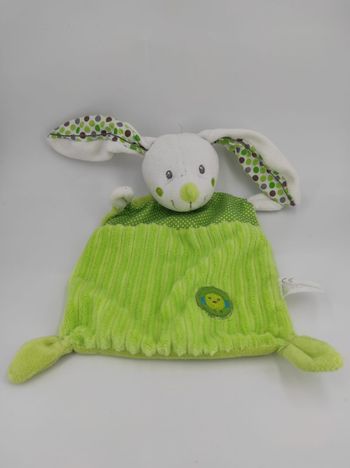 Doudou Plat Lapin Vert Nicotoy