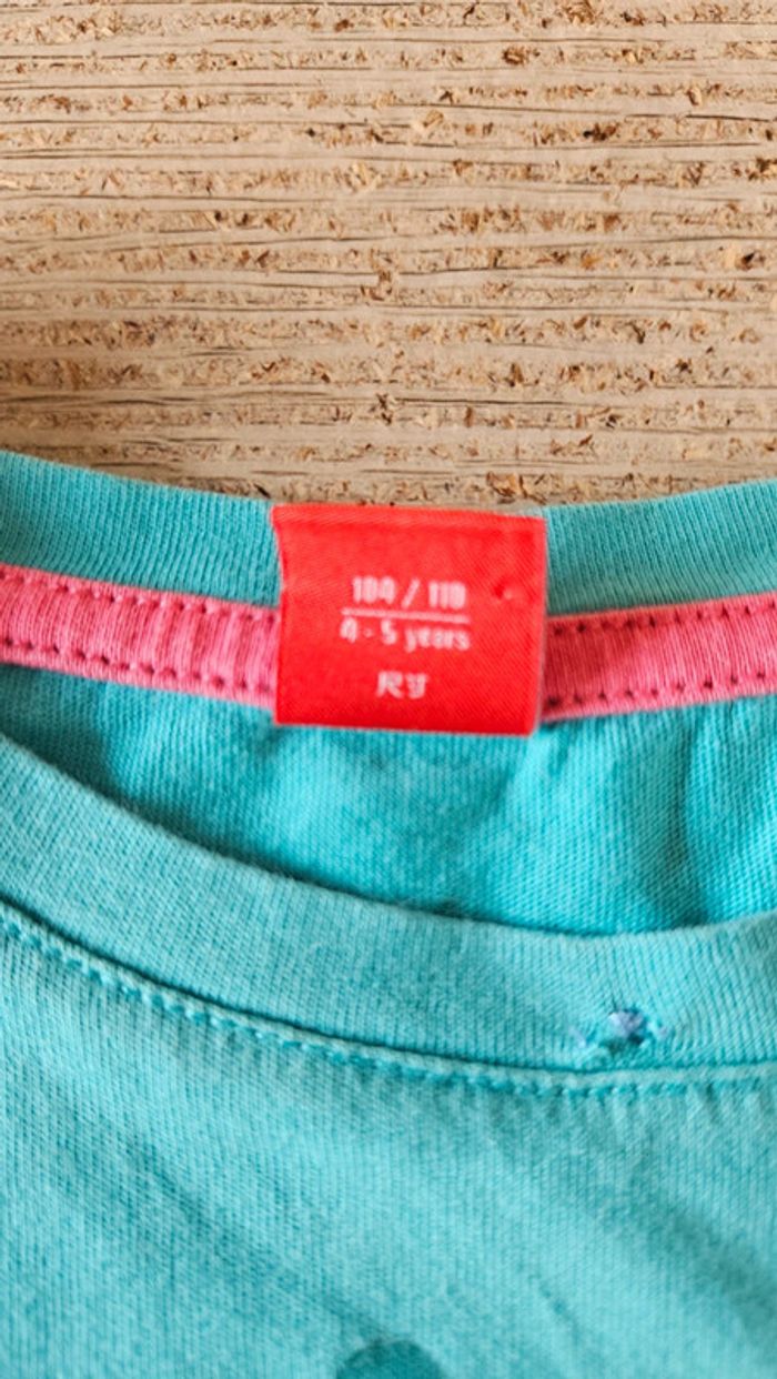 T shirt turquoise à manches courtes, flamand rose, Esprit, 4/5 ans - photo numéro 5