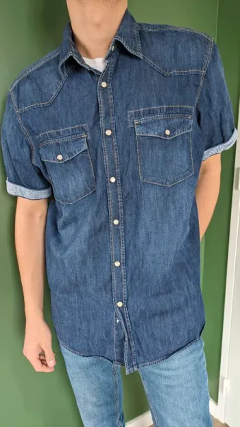 Chemise denim manches courtes