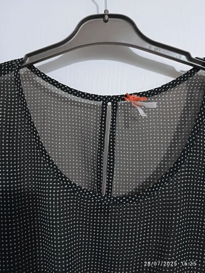 Blouse fluide transparente noir petit pois blanc - photo numéro 2