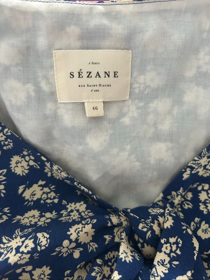 Robe Sézane Ophelia Cara T. 46 bleu fleurs longue - photo numéro 4