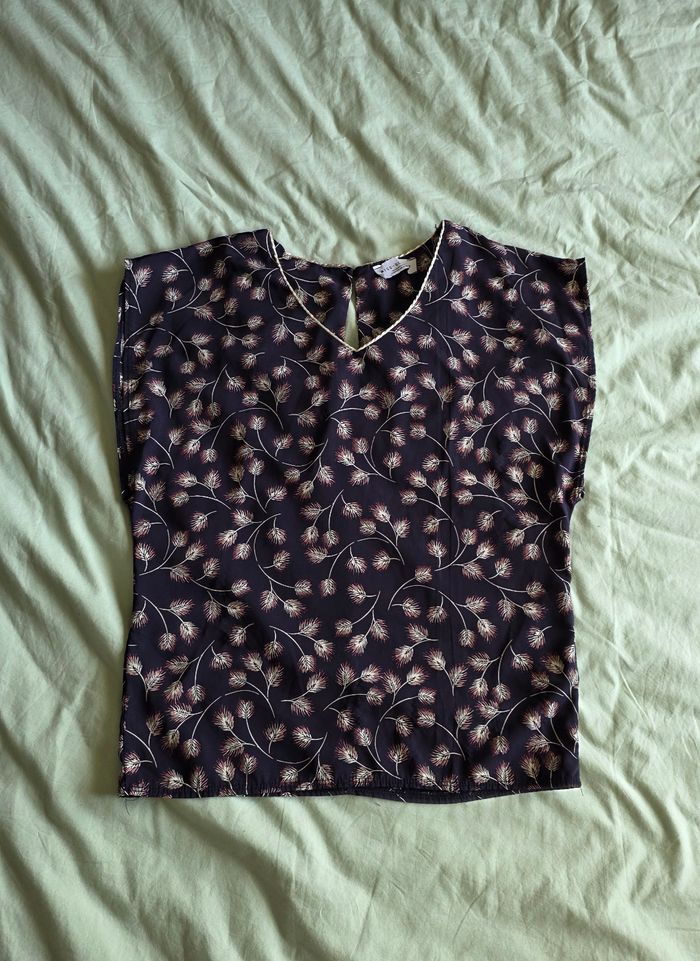 MISS GLAMMY Haut Sans Manches Polyester Noir Motif Épi Taille S