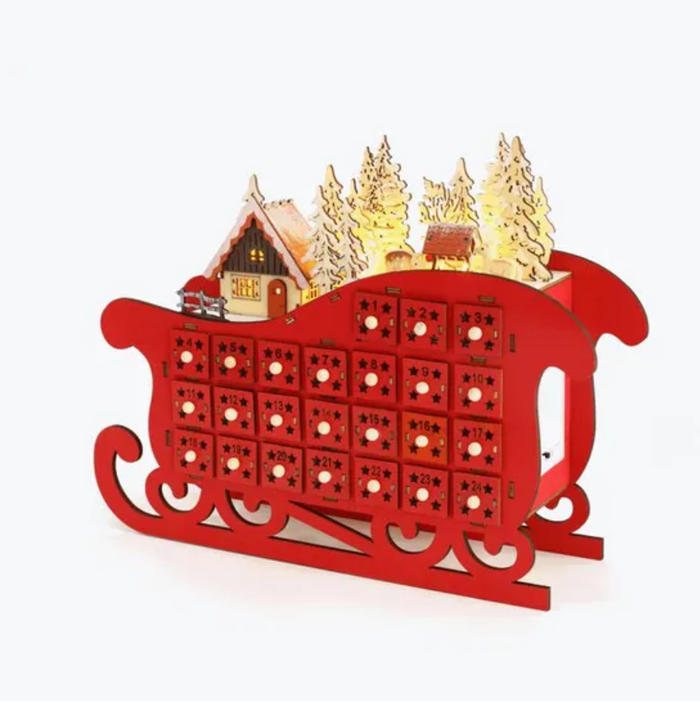 Noël Calendrier de l'avent en bois avec LED et 24 tiroirs NEUF 100% - photo numéro 7