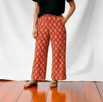 Pantalon léger rouge et blanc taille S