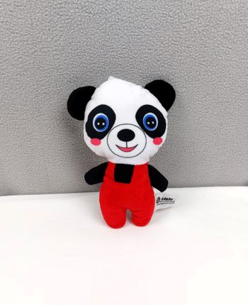 Peluche doudou panda SANDY 20 cm blanc rouge noir yeux bleus comme neuf