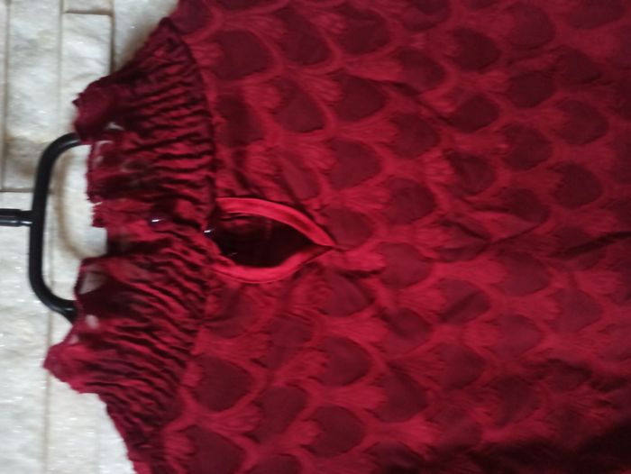 Haut Semi Transparent Bordeaux Femme Taille M - photo numéro 6