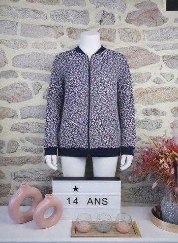 Bombers zippé à motifs florals feuillage Fille taille 14 ans marque Okaidi 🦜 