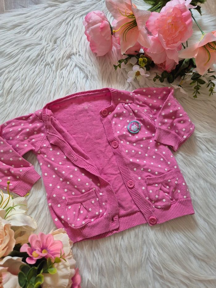 💗 Gilet rose à pois blancs – Kimbaloo – 12 mois