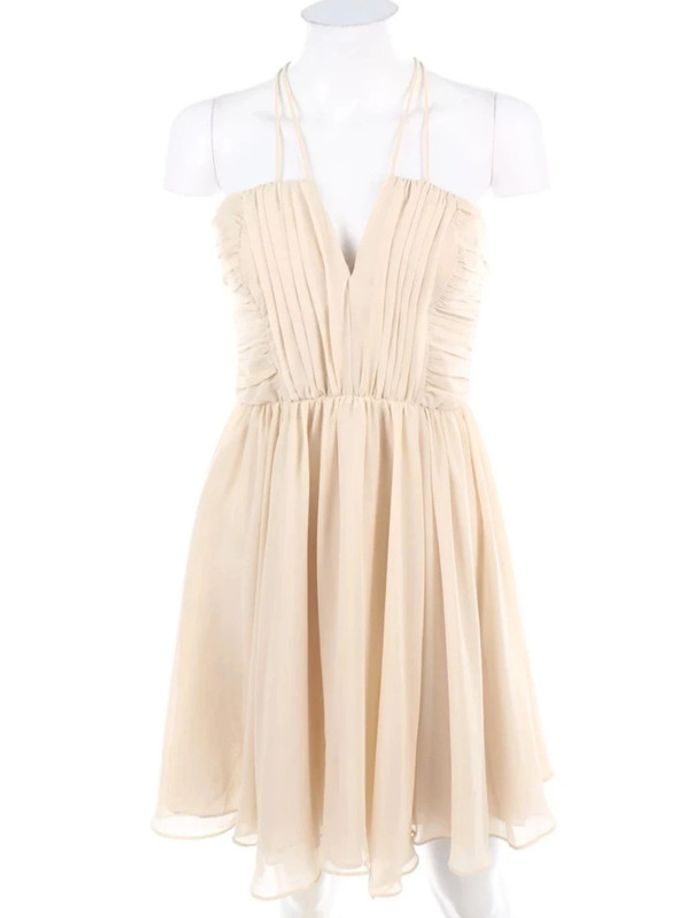 Robe de soirée cocktail drapée h&m beige - photo numéro 3