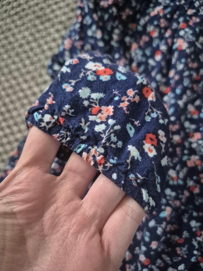 Robe à fleurs bleue marine manches longues - 8 ans - photo numéro 3