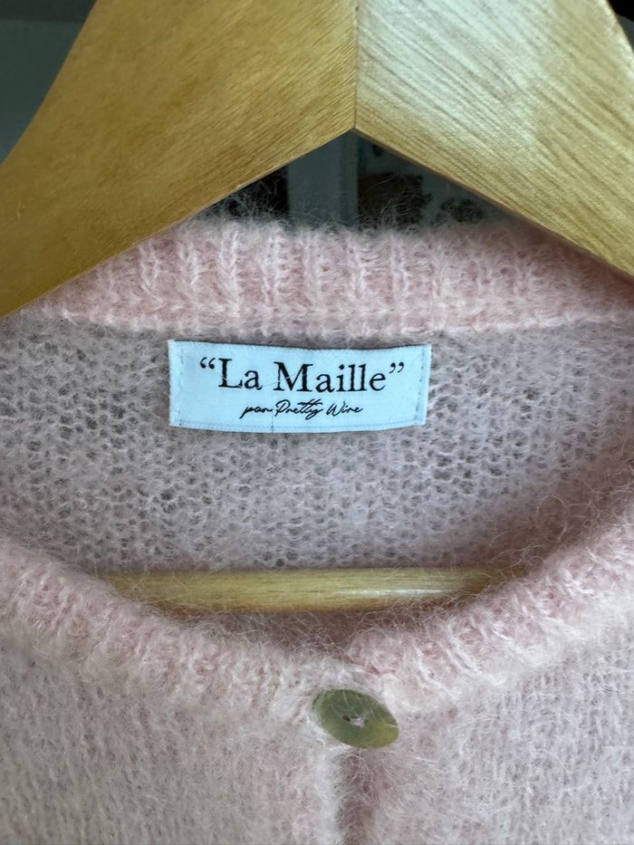 Cardigan mohair rose pretty wire - photo numéro 5