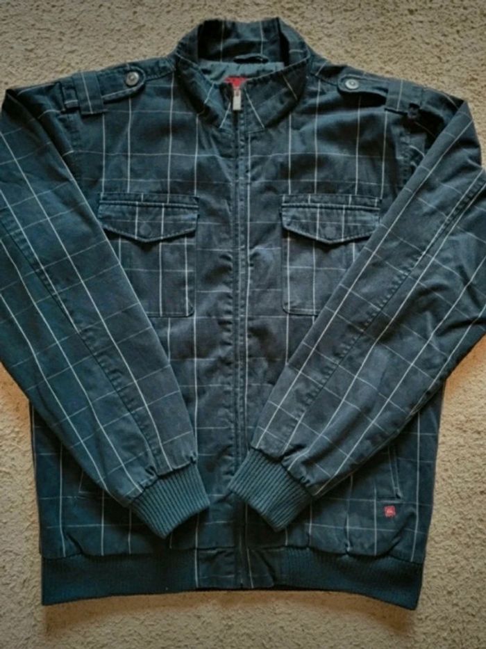 Belle veste zippée Quicksilver Vintage noire à carreaux