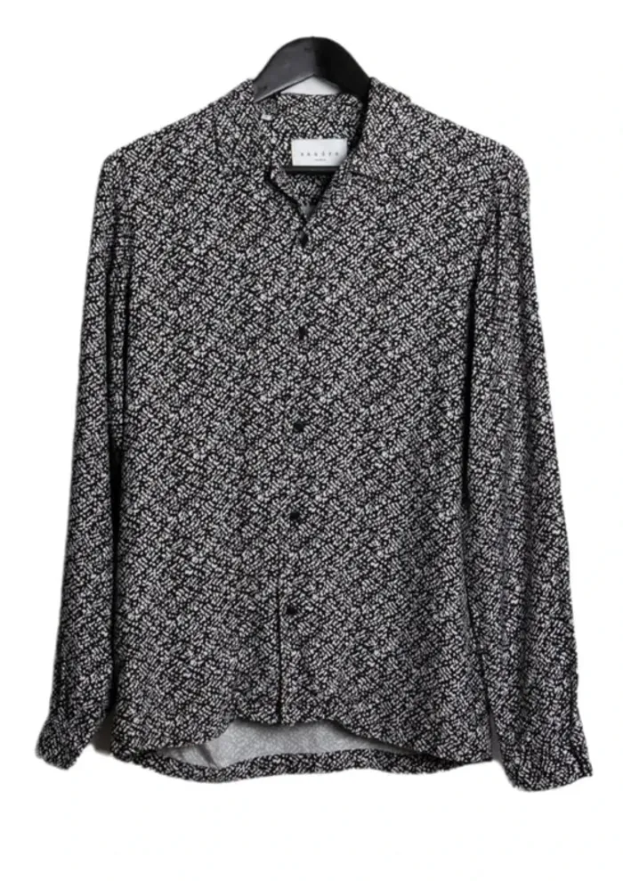 Chemise manches longues imprimé noir blanc abstrait Sandro Taille S