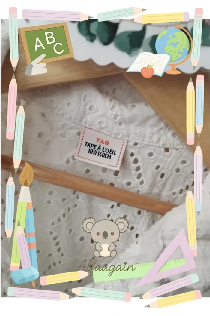 Chemise broderie anglaise blanches tao 10ans - photo numéro 2