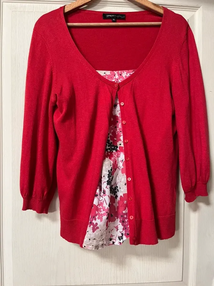Ensemble top bretelles   fleuri et cardigan  Taille XL et  L - très bon état - photo numéro 3