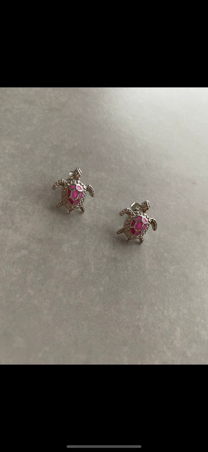 Boucles d'oreilles Tortue rose