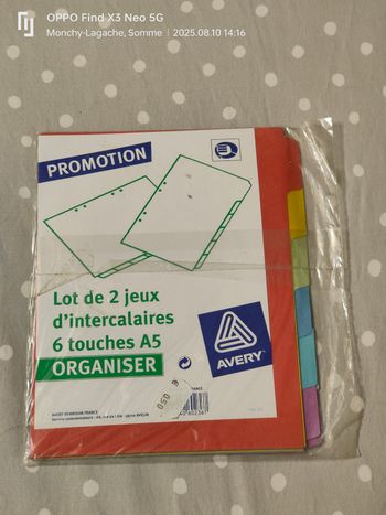 Lot de 2 jeux d'intercalaires par 6 en carton format A5 Réduction jusqu'à -70%