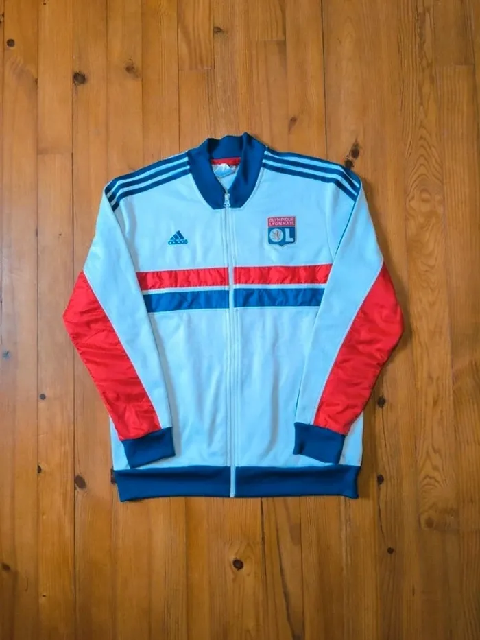 Veste Adidas - Olympique Lyonnais - Saison 2013 - Blanc, rouge, bleu - Taille L