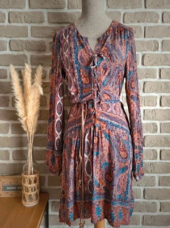 Robe imprimée foulard manches longues et laçage La Redoute XS 34