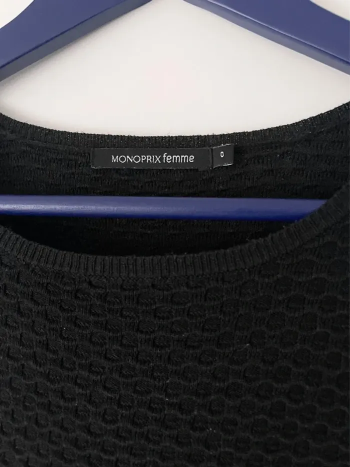 Très beau pull noir en 100% coton texturé Monoprix Femme - photo numéro 3