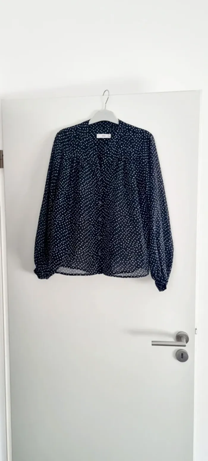 Blouse chemise noire pois blanc mango 38 - photo numéro 5