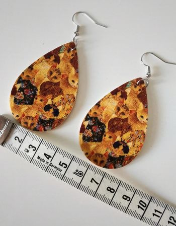 F54 paire de boucles d'oreilles pendantes simili cuir chat