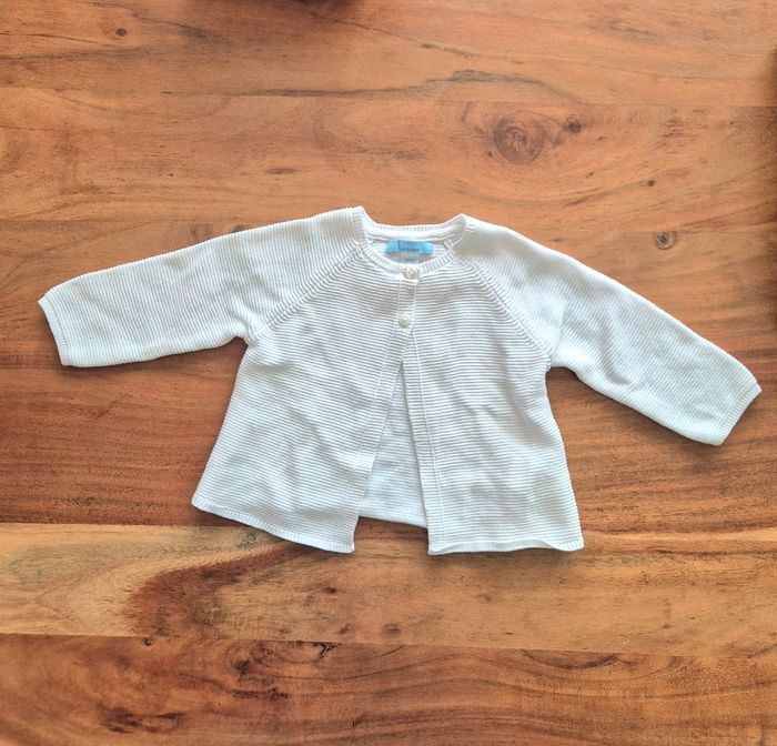 Gilet blanc fille Obaibi 6mois/68cm - photo numéro 1