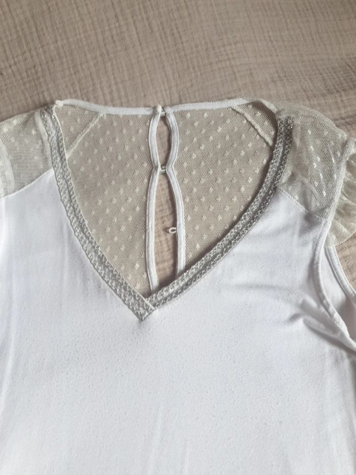 Tee-shirt dentelle blanc Morgan - photo numéro 4