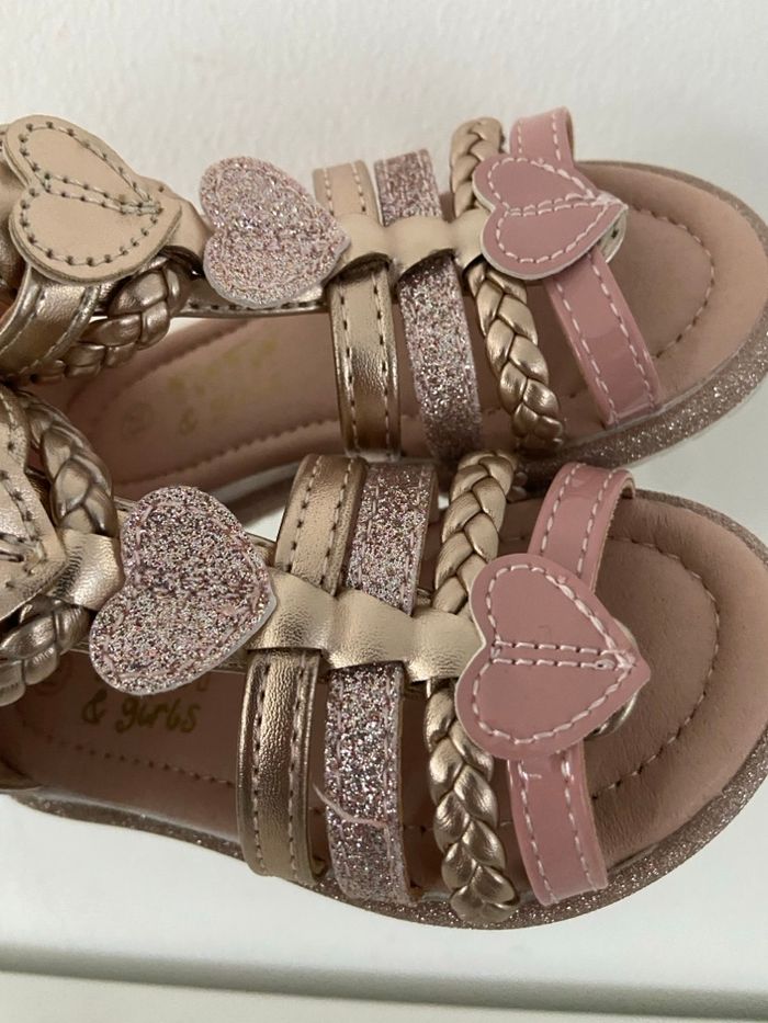 Sandales montantes enfant - Style gladiateur - Or rose / Paillettes - Pointure 23 - photo numéro 7