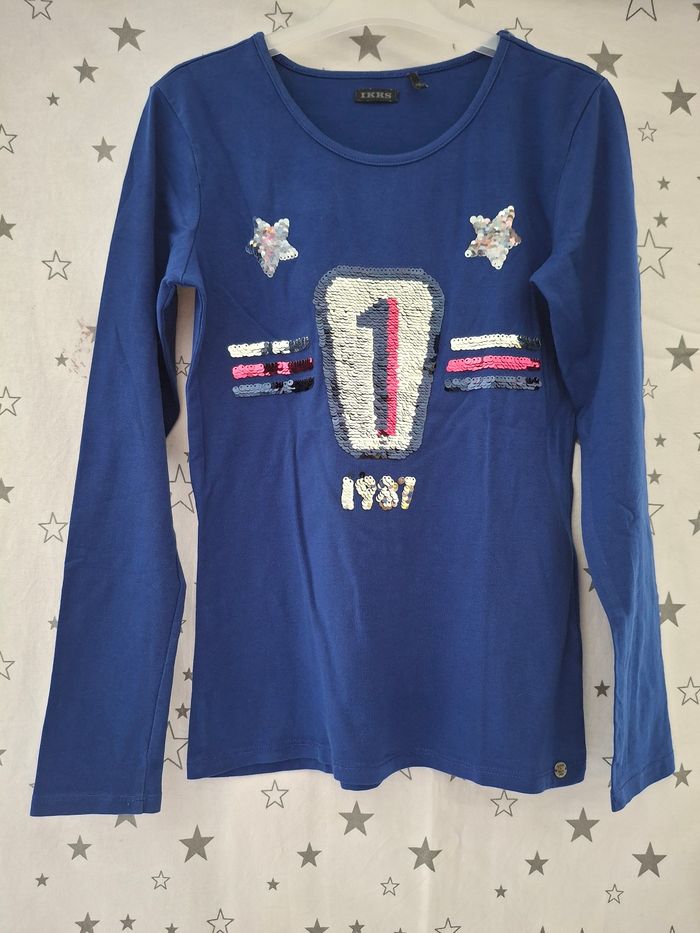 Tee-shirt bleu foncé avec strass 12 ans IKKS - photo numéro 2