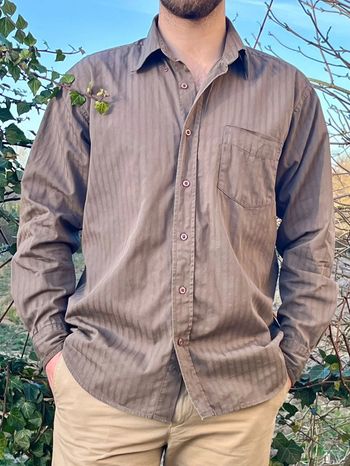 Chemise rayé bandes verticales couleur marron kaki