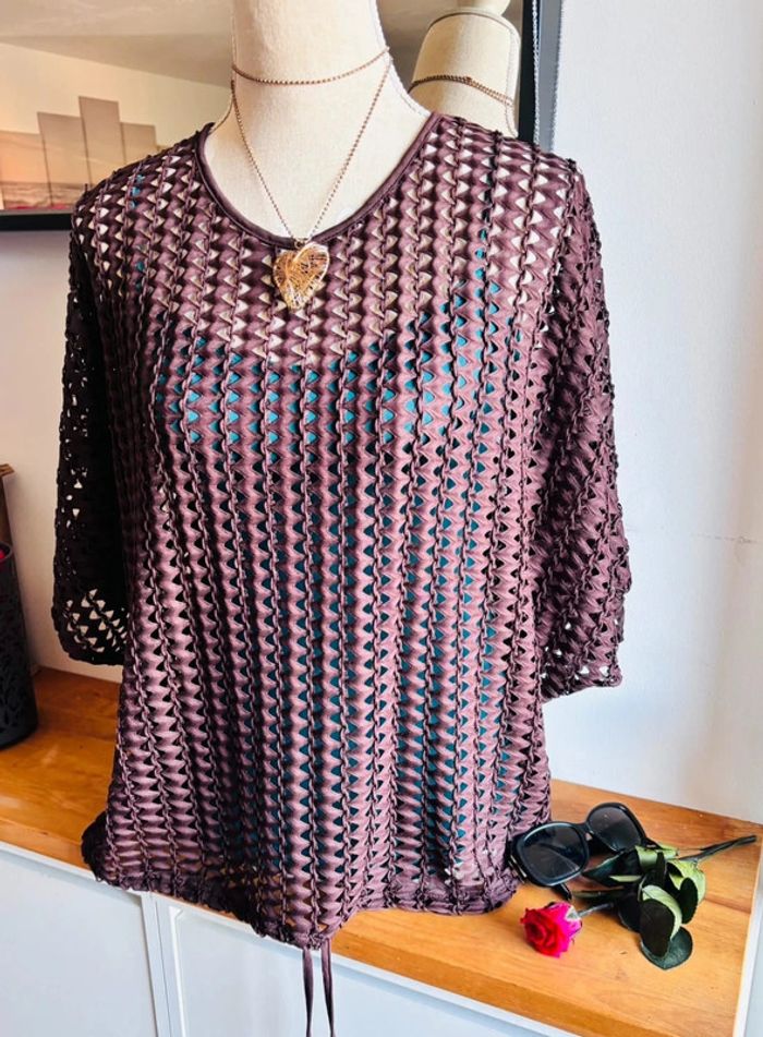 💕 top crochet marron de plage taille 38 m #zara - photo numéro 6