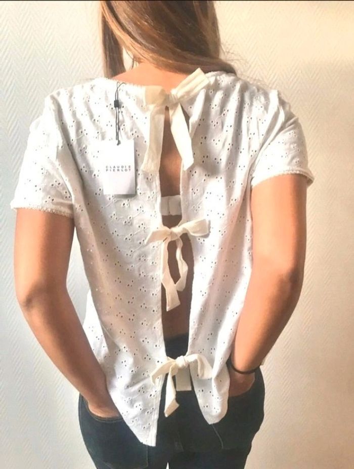 Magnifique  T-shirt ajourée Blanc  | Claudie Pierlot - photo numéro 3