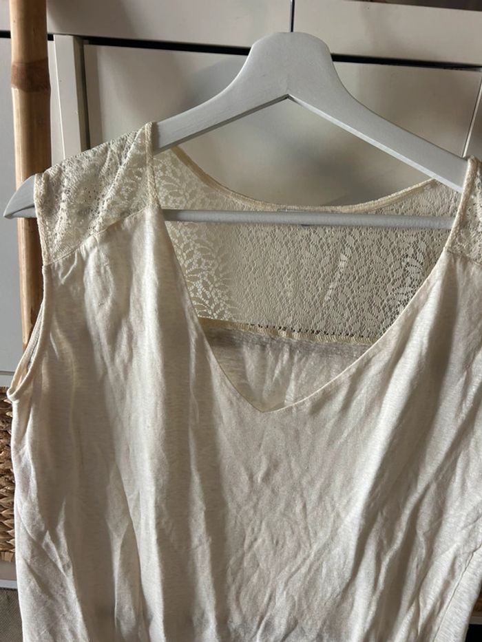 T-shirt blanc etam taille 38 dentelle - photo numéro 2