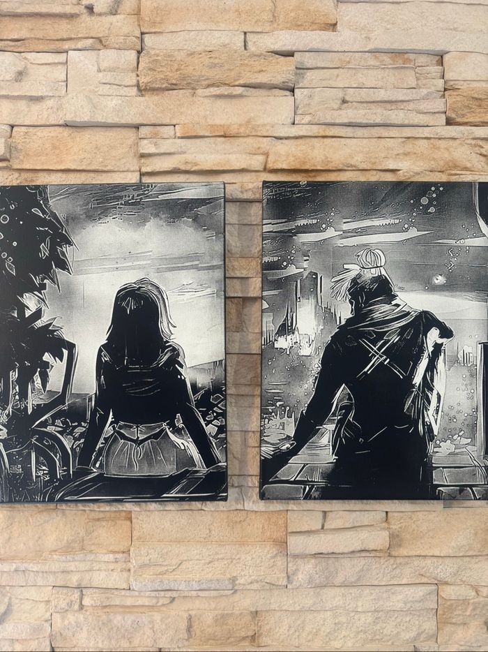 Lot de 2 tableaux Jinx et Ekko scène mythique Arcane en toile 30x40cm - photo numéro 2