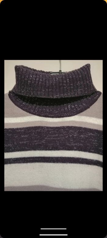Pull col roulé vintage Women Only à rayures violet. Taille XL