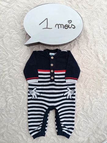 Pyjama combinaison sans pied maille Garçon 1 mois Mickey Disney Baby 100% coton