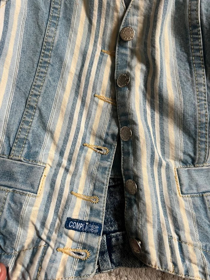 Gilet jeans denim rayures y2k vintage annees 2000 - Taille M/L - photo numéro 7