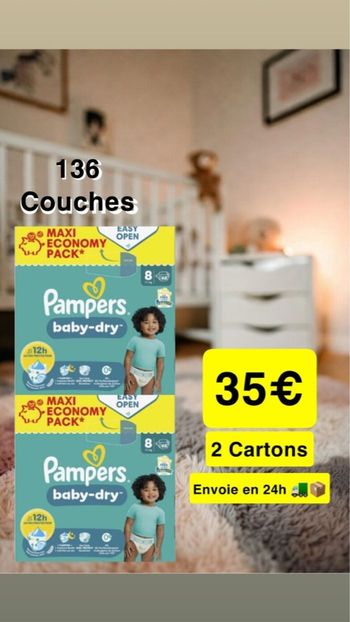Couches Pampers Taille 8 Baby Dry Lot x2