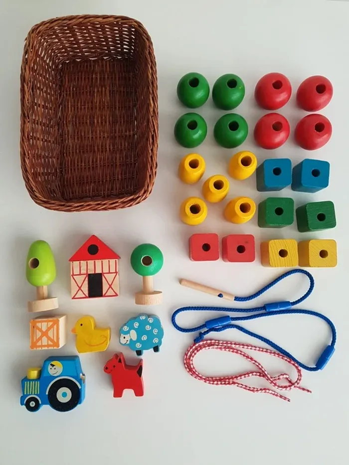 Perles jumbo en bois formes, couleurs et ferme - photo numéro 6