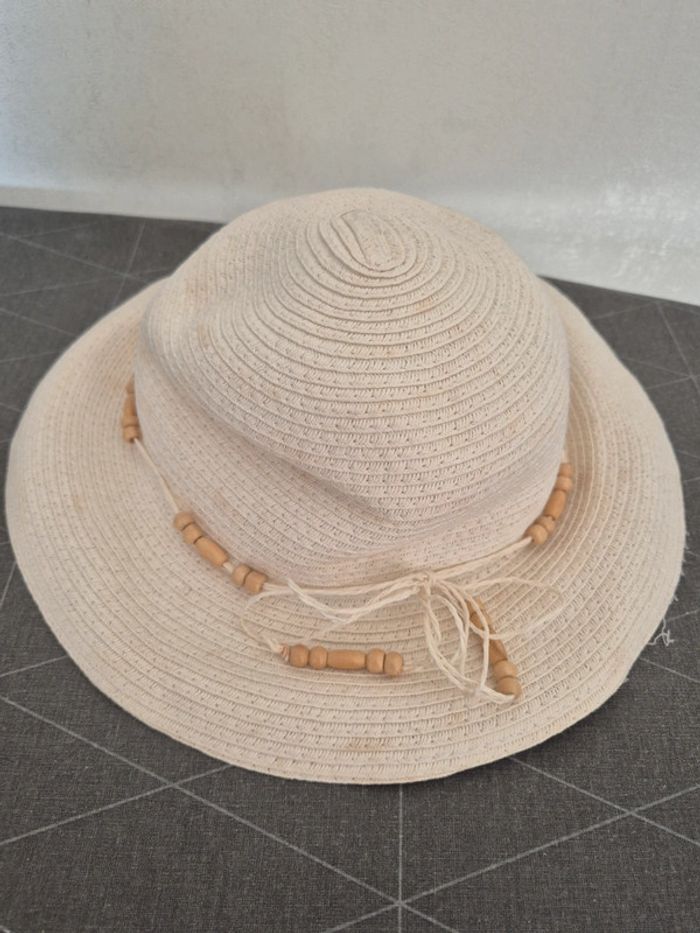 Chapeau de paille femme perle écru taille unique - photo numéro 2