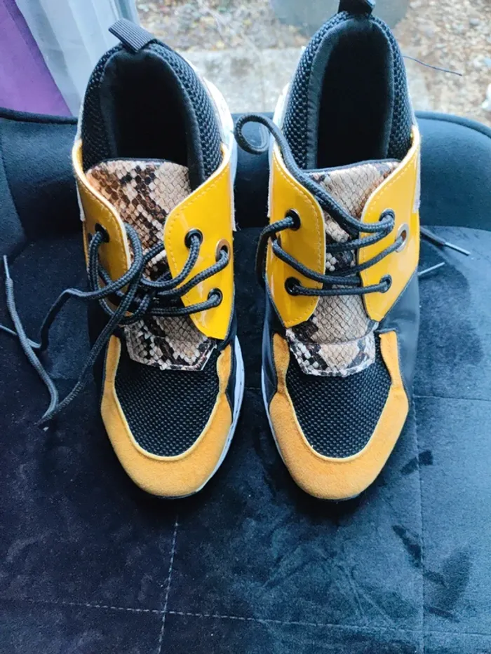 Basket femme taille 37 noir jaune - photo numéro 19