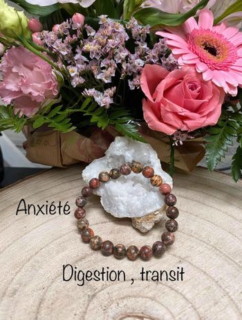 Bracelet jaspe léopard 18 cm , lithothérapie